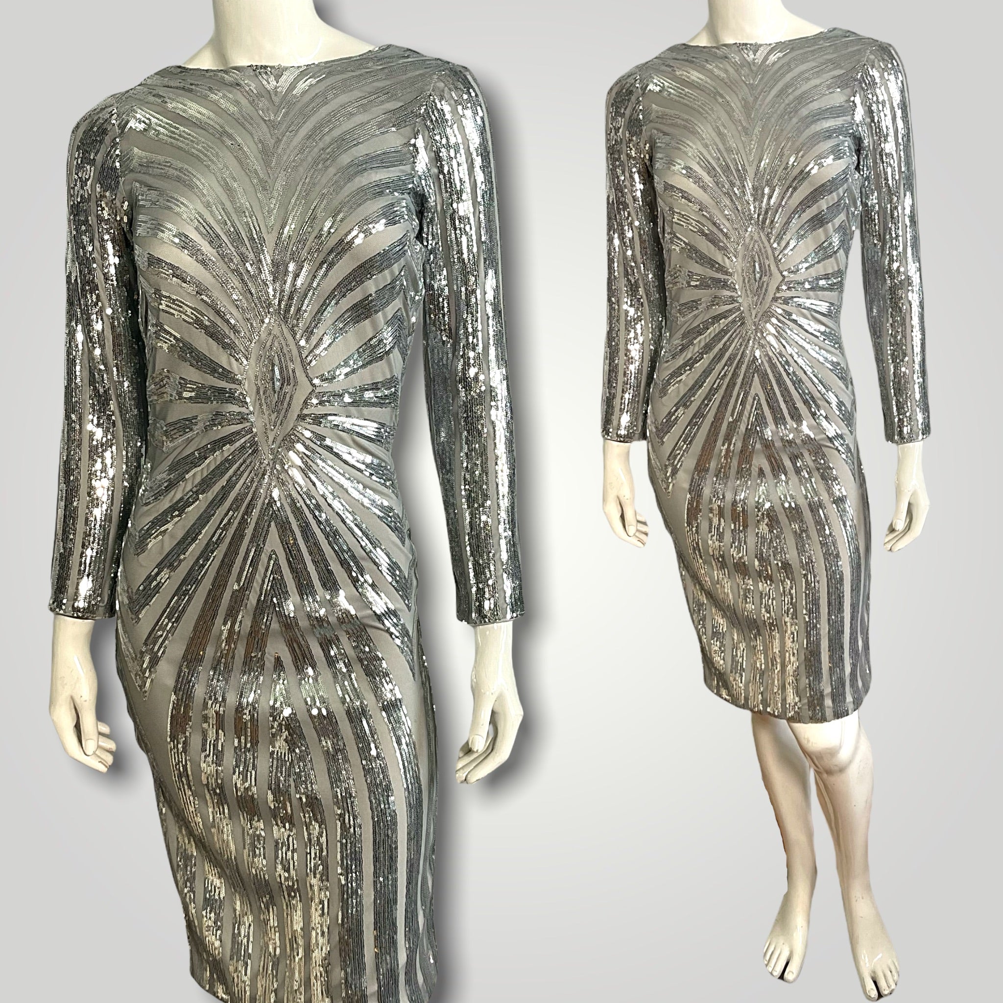 CLUB L LONDON Silver Sequin Disco Dress ...